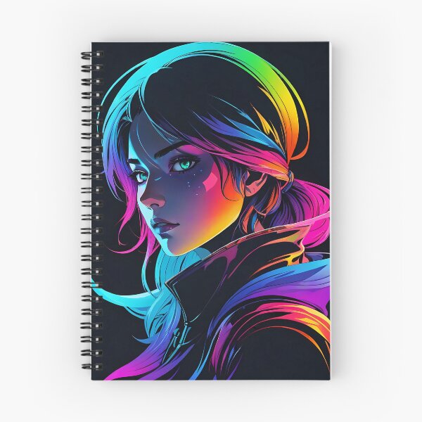 Item preview, Neon Rainbow Girl Portrait on Dark Background designed and sold by ByteyCreatives.