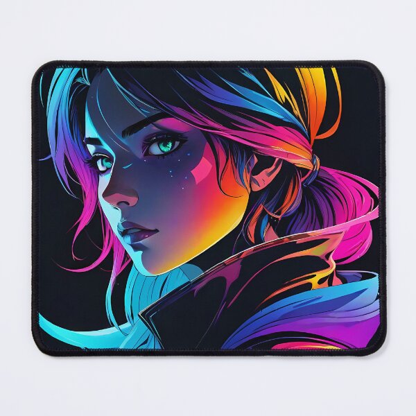 Item preview, Neon Rainbow Girl Portrait on Dark Background designed and sold by ByteyCreatives.