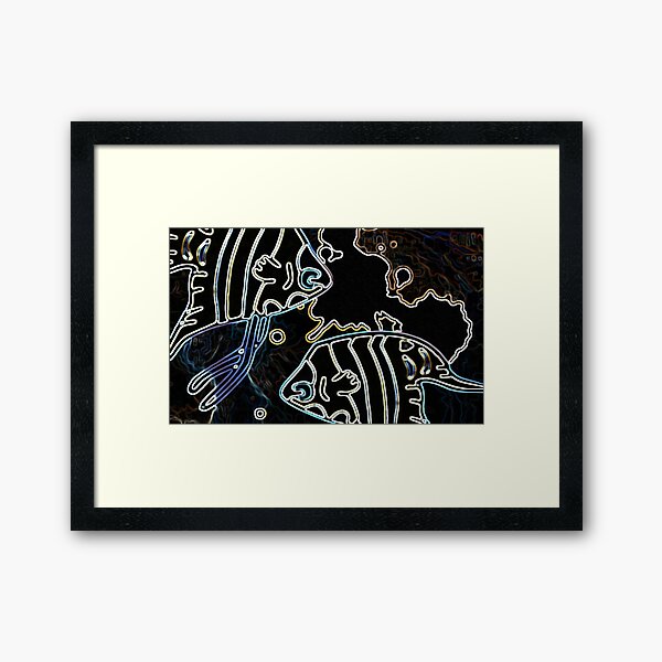 Blue Water Fish Dark Night Framed Art Print