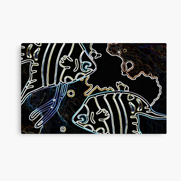 Blue Water Fish Dark Night Canvas Print