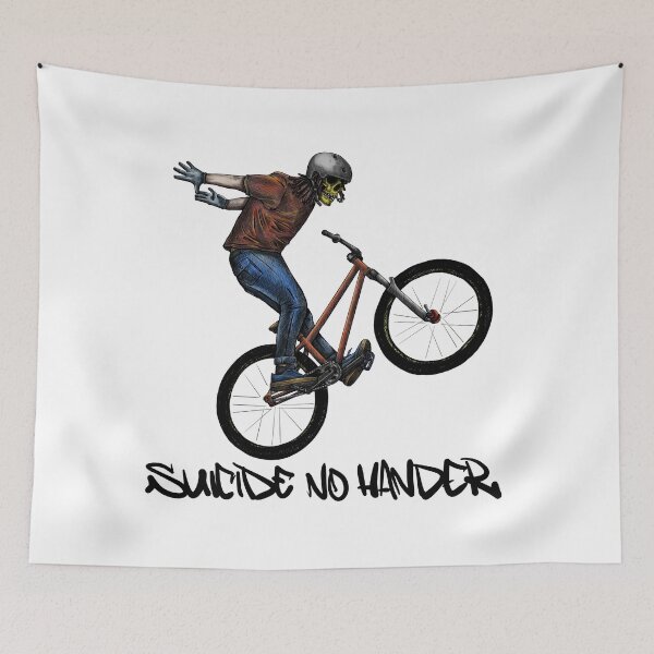Item preview, SUICIDE NO HANDER mtb street hardtail dirtjump bike trick cycling slopestyle mountain bike rider illustration nice  artwork  designed and sold by Vidy.yf.