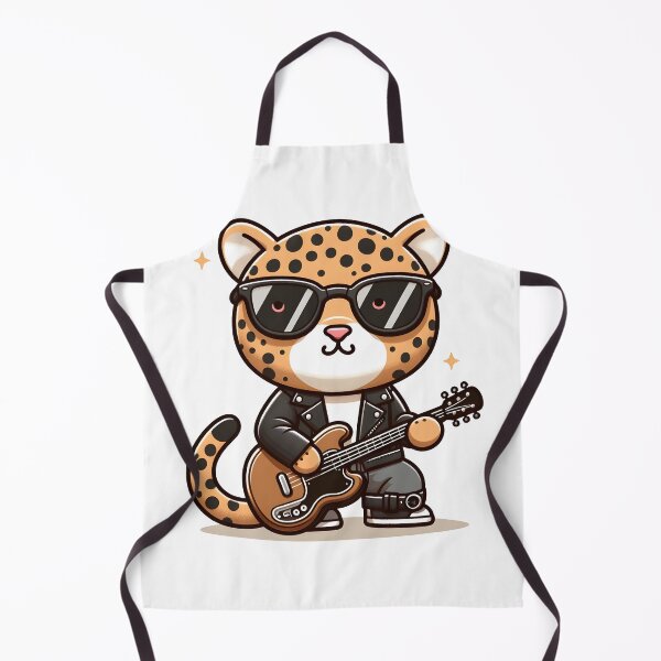 Item preview, Kawaii Jaguar With Leather Jacket And Sunglasses Playing Guitar designed and sold by CanvasCutie.