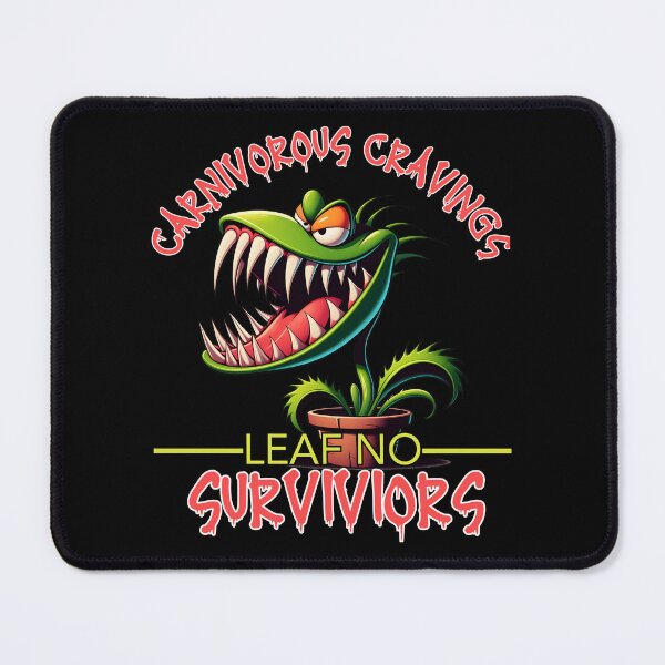 Item preview, Carnivorous Cravings Leaf No Survivors Funny Venus Flytrap Cartoon designed and sold by André Botes.