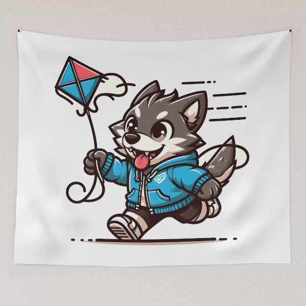 Item preview, Kawaii Energetic Werewolf With Wearing A Windbreaker Jacket designed and sold by CanvasCutie.
