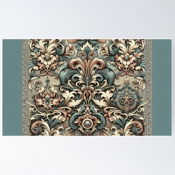 Item preview, Matte Teal & Cream Baroque & Damask designed and sold by DesignsByPrnces.