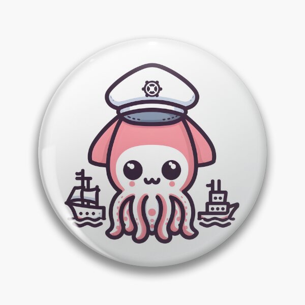 Item preview, Kawaii Squid With Sailor Hat And Tiny Ship designed and sold by CanvasCutie.