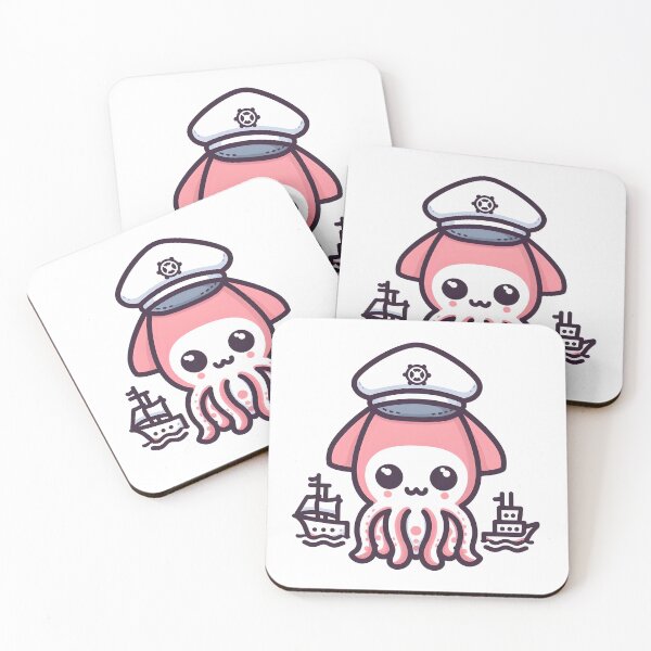 Item preview, Kawaii Squid With Sailor Hat And Tiny Ship designed and sold by CanvasCutie.
