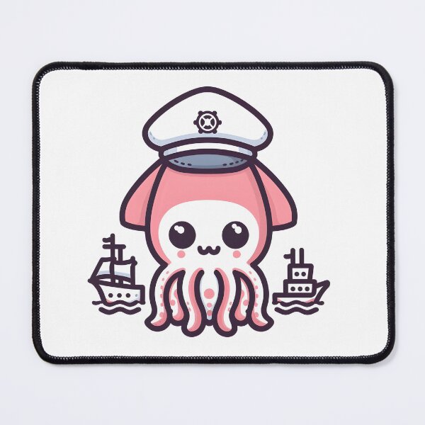 Item preview, Kawaii Squid With Sailor Hat And Tiny Ship designed and sold by CanvasCutie.