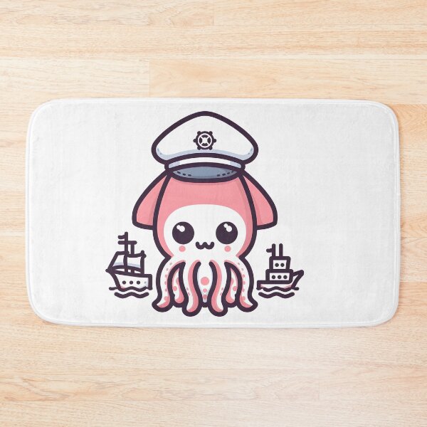 Item preview, Kawaii Squid With Sailor Hat And Tiny Ship designed and sold by CanvasCutie.