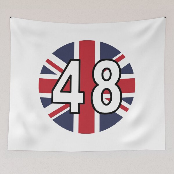 Item preview, UK Flag with number 48 designed and sold by Angry Swan Designs.
