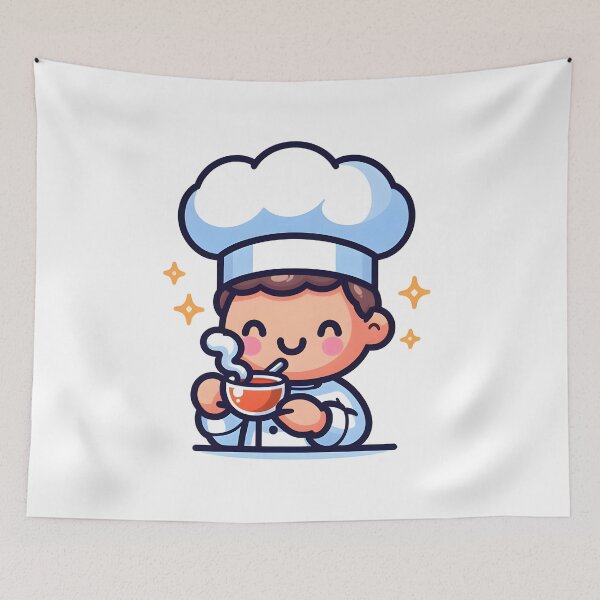Item preview, Kawaii Chef With Top Hat Sipping Tea Elegantly designed and sold by CanvasCutie.