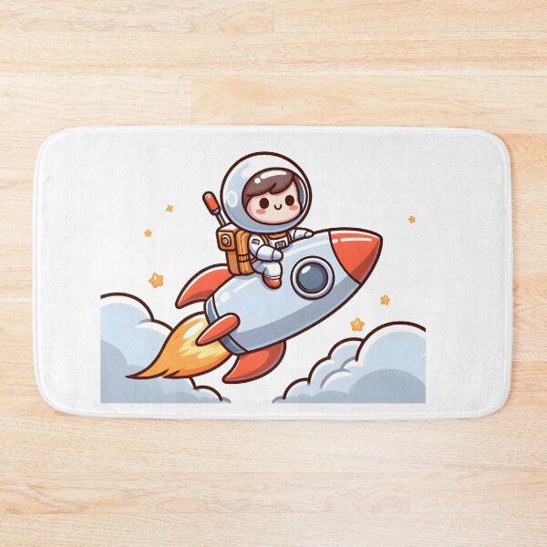 Item preview, Kawaii Space Explorer Riding A Rocket With Astronaut Suit designed and sold by CanvasCutie.
