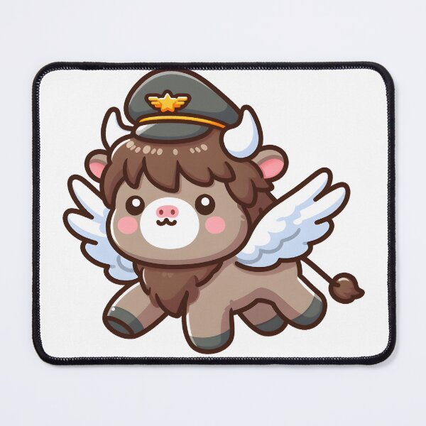 Item preview, Kawaii Bison With Pilot Hat designed and sold by CanvasCutie.