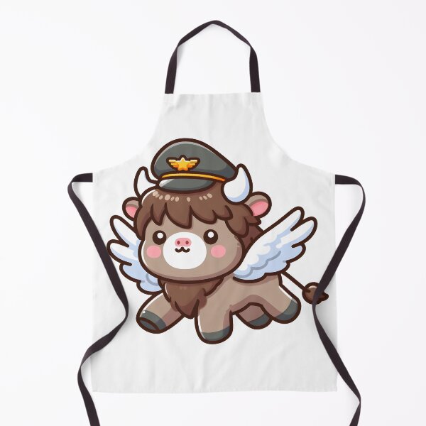 Item preview, Kawaii Bison With Pilot Hat designed and sold by CanvasCutie.