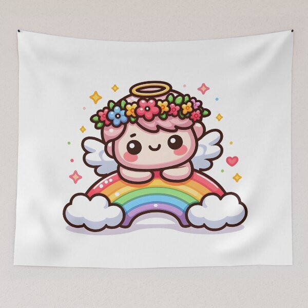 Item preview, Kawaii Giggly Angel With Flower Crown designed and sold by CanvasCutie.