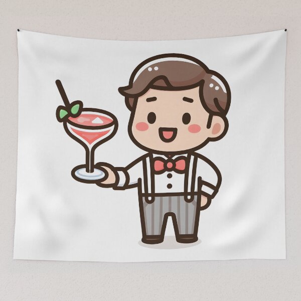 Item preview, Kawaii Bartender With A Bow Tie And Suspenders designed and sold by CanvasCutie.
