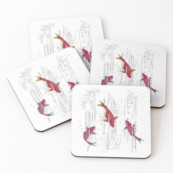 Item preview, three koi fish underwater - Japanese design designed and sold by Japan Design Prints.