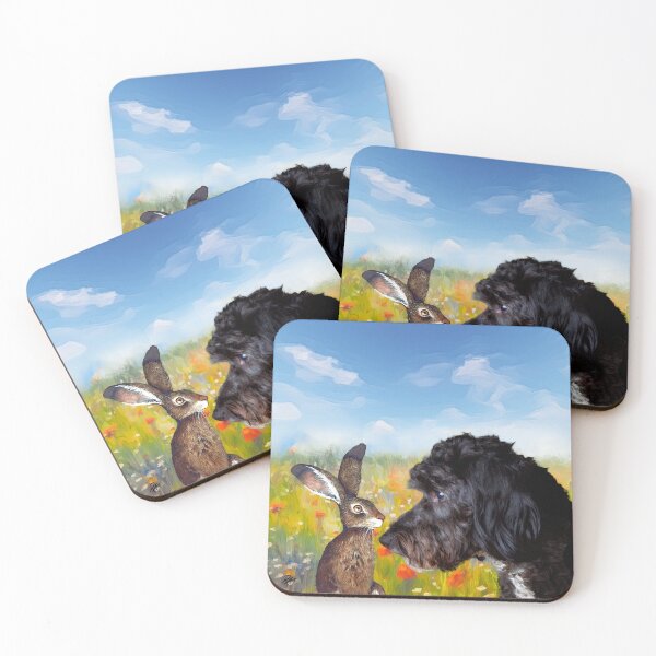 Item preview, Black Cockerpoo: Hare and Hound ‘Hello’ designed and sold by ArtandBeauty-UK.