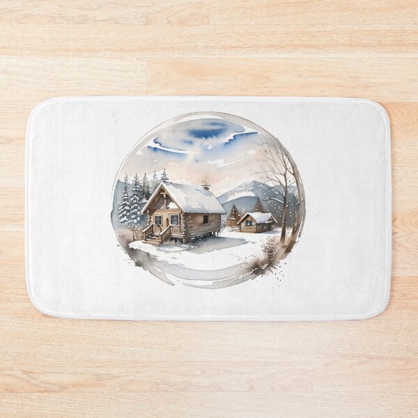 Item preview, Cozy Cabin Retreat - Watercolor Winter Landscape designed and sold by SereneSplashes.