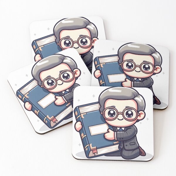 Item preview, Kawaii Librarian With Vintage Glasses Hugging A Giant Book designed and sold by CanvasCutie.