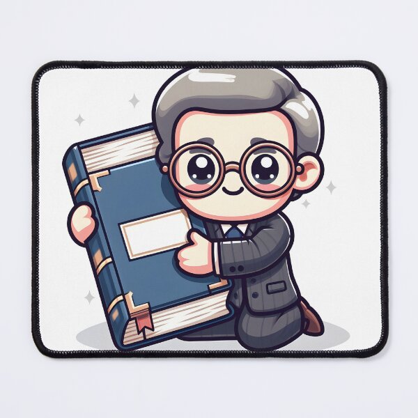 Item preview, Kawaii Librarian With Vintage Glasses Hugging A Giant Book designed and sold by CanvasCutie.