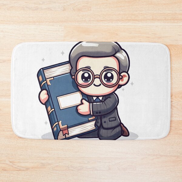 Item preview, Kawaii Librarian With Vintage Glasses Hugging A Giant Book designed and sold by CanvasCutie.