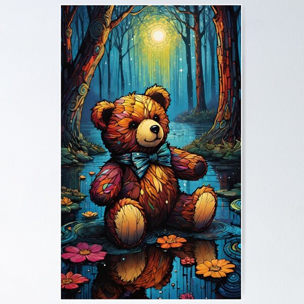 Item preview, Animal, Bear, Brown, Sweety, Stuffed Toy, Teddy Bear, Sweet, Cuddly Toy, Colorful, Forest, Trees, Flowers designed and sold by Ciarka.