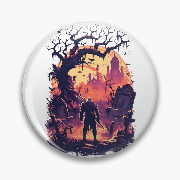 Item preview, Lone Hunter on a Ghosly Graveyard - Witcher designed and sold by Fenay Designs.
