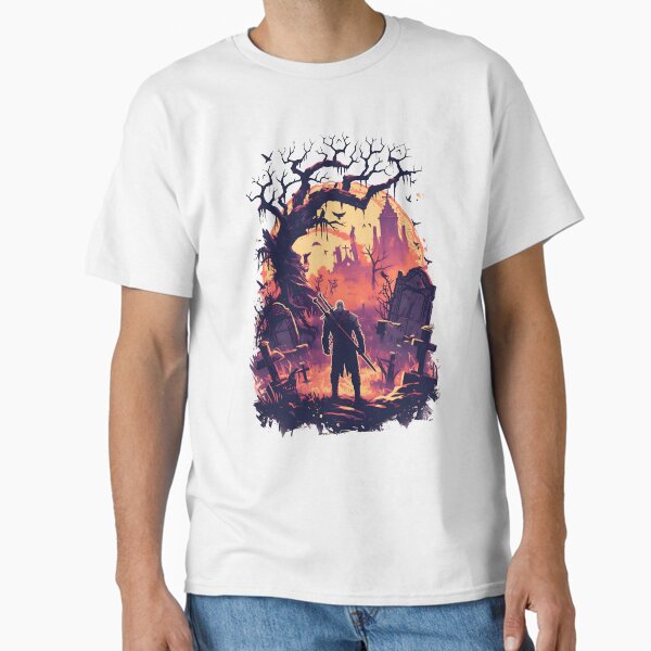Item preview, Lone Hunter on a Ghosly Graveyard - Witcher designed and sold by Fenay Designs.