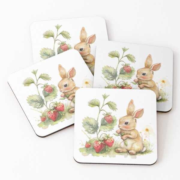 Item preview, Cute rabbit with strawberry plant designed and sold by Croclair.