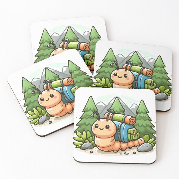 Item preview, Kawaii Caterpillar With Hiking Backpack designed and sold by CanvasCutie.