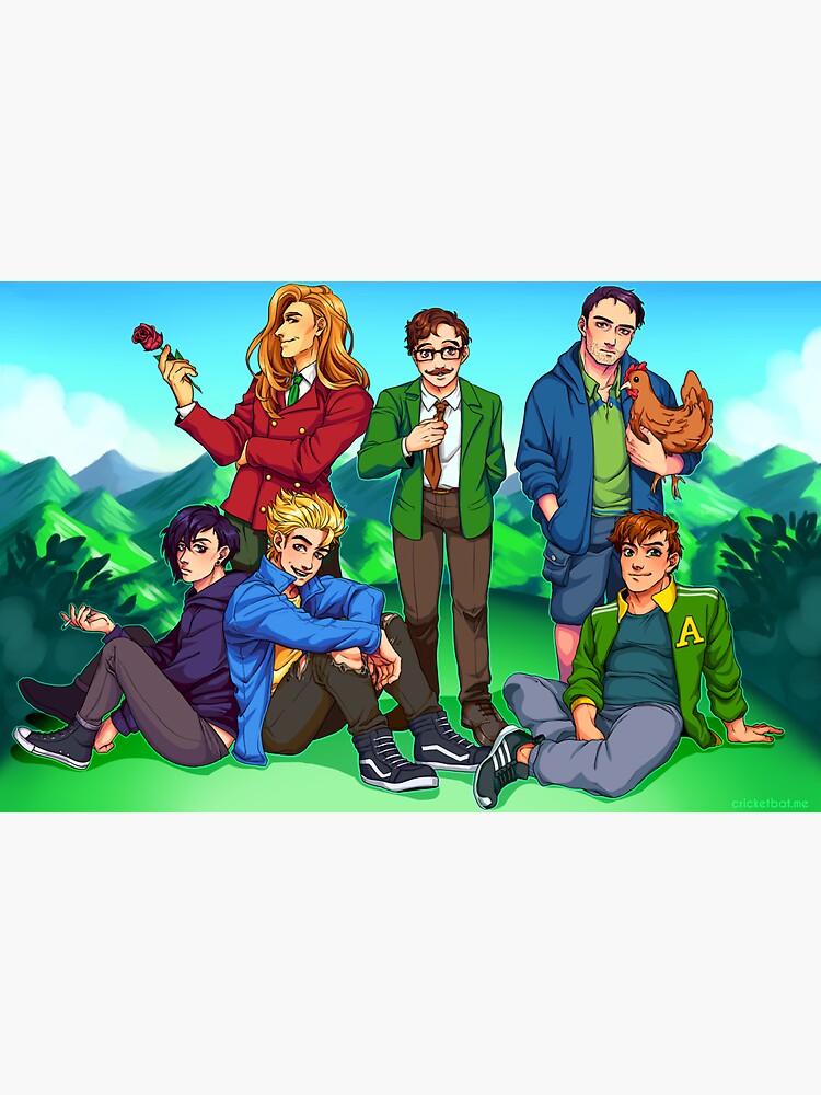 Thumbnail 3 of 3, Sticker, Stardew Valley Guys designed and sold by cricketbat.