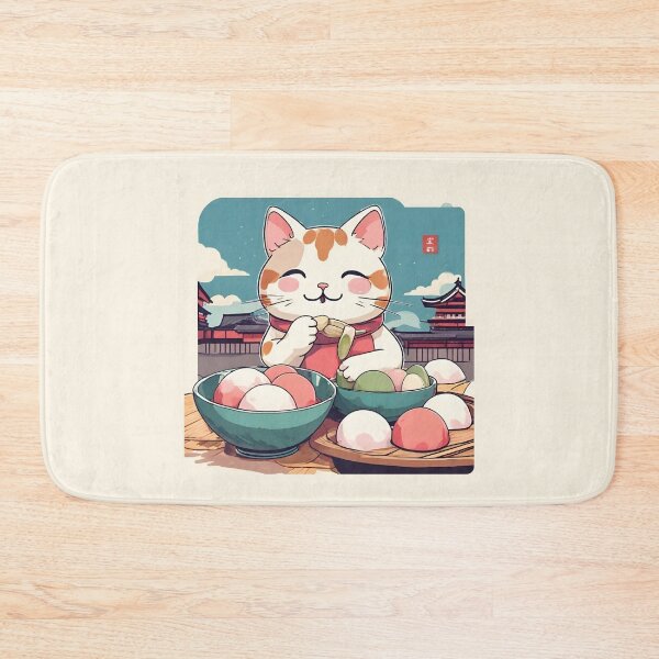 Item preview, Super Cute and Adorable Cat Eating Mochi Japan Kawaii | Japanese food Mochi Tokyo designed and sold by SimpleCosyLifee.