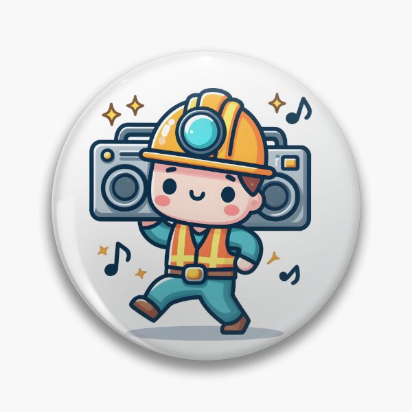 Item preview, Kawaii Miner With A Boombox And A Safety Vest designed and sold by CanvasCutie.