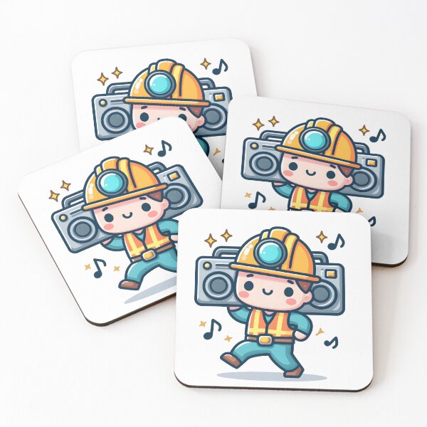 Item preview, Kawaii Miner With A Boombox And A Safety Vest designed and sold by CanvasCutie.
