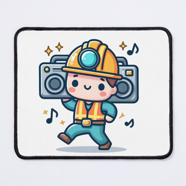 Item preview, Kawaii Miner With A Boombox And A Safety Vest designed and sold by CanvasCutie.
