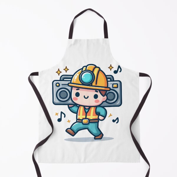 Item preview, Kawaii Miner With A Boombox And A Safety Vest designed and sold by CanvasCutie.