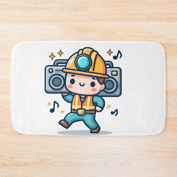 Item preview, Kawaii Miner With A Boombox And A Safety Vest designed and sold by CanvasCutie.
