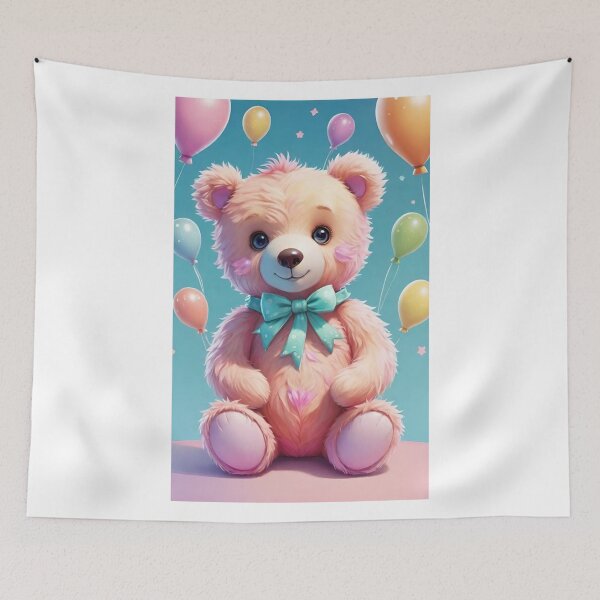 Item preview, Animal, Bear, Brown, Sweety, Stuffed Toy, Teddy Bear, Sweet, Cuddly Toy, Colorful, Balloons designed and sold by Ciarka.