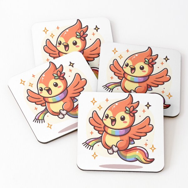 Item preview, Kawaii Cheerful Phoenix With A Rainbow Scarf designed and sold by CanvasCutie.
