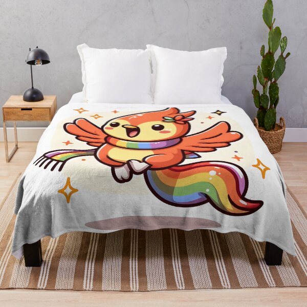 Item preview, Kawaii Cheerful Phoenix With A Rainbow Scarf designed and sold by CanvasCutie.