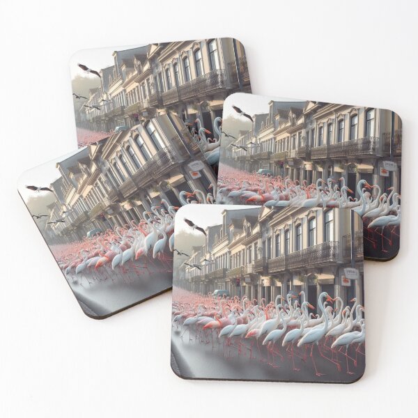 Item preview, Flamingos and storks in the city. designed and sold by MyHappyArtShop.