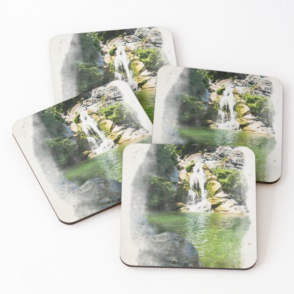 Item preview, small waterfall in Corsica in watercolor designed and sold by FotoMahieu.
