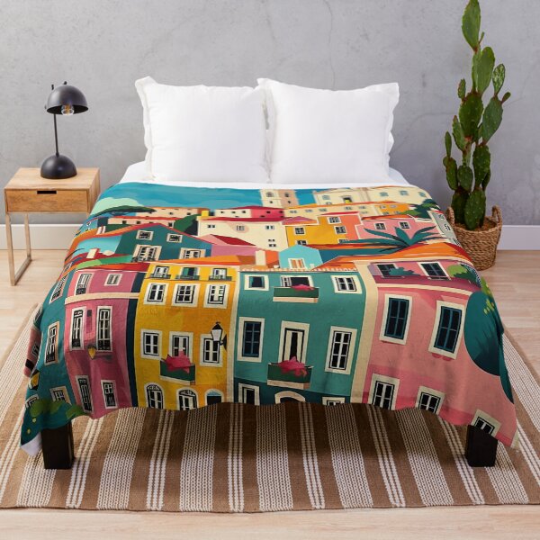 Item preview, Lisbon's Lively Canvases: Folk Art Townscape designed and sold by smartart42.