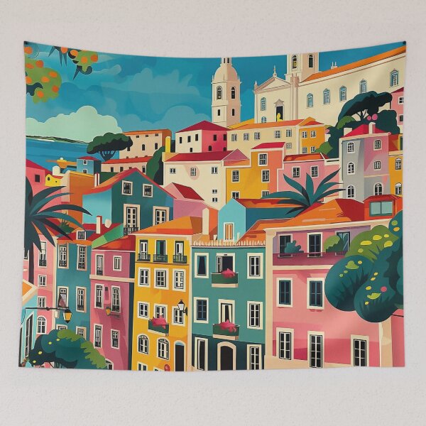 Item preview, Lisbon's Lively Canvases: Folk Art Townscape designed and sold by Smart Art 42.
