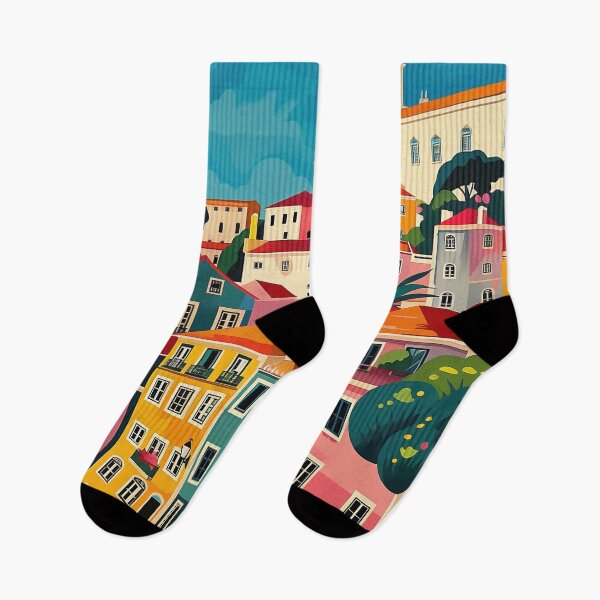 Item preview, Lisbon's Lively Canvases: Folk Art Townscape designed and sold by smartart42.