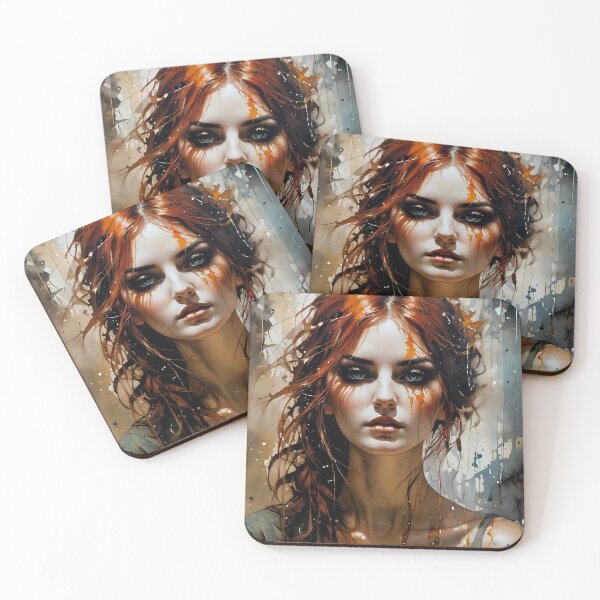 Item preview, Copper Dreams: Red-Haired Beauty Ink Portrait designed and sold by ByteyCreatives.