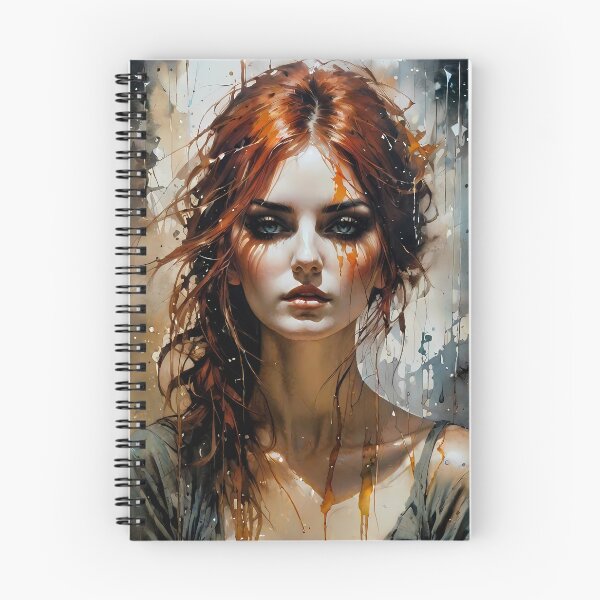 Item preview, Copper Dreams: Red-Haired Beauty Ink Portrait designed and sold by ByteyCreatives.