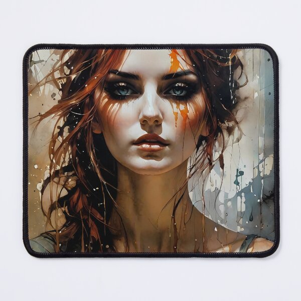 Item preview, Copper Dreams: Red-Haired Beauty Ink Portrait designed and sold by ByteyCreatives.