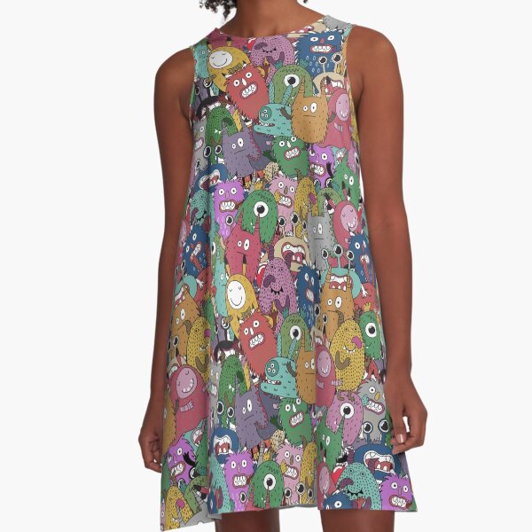 Monsterous City A-Line Dress